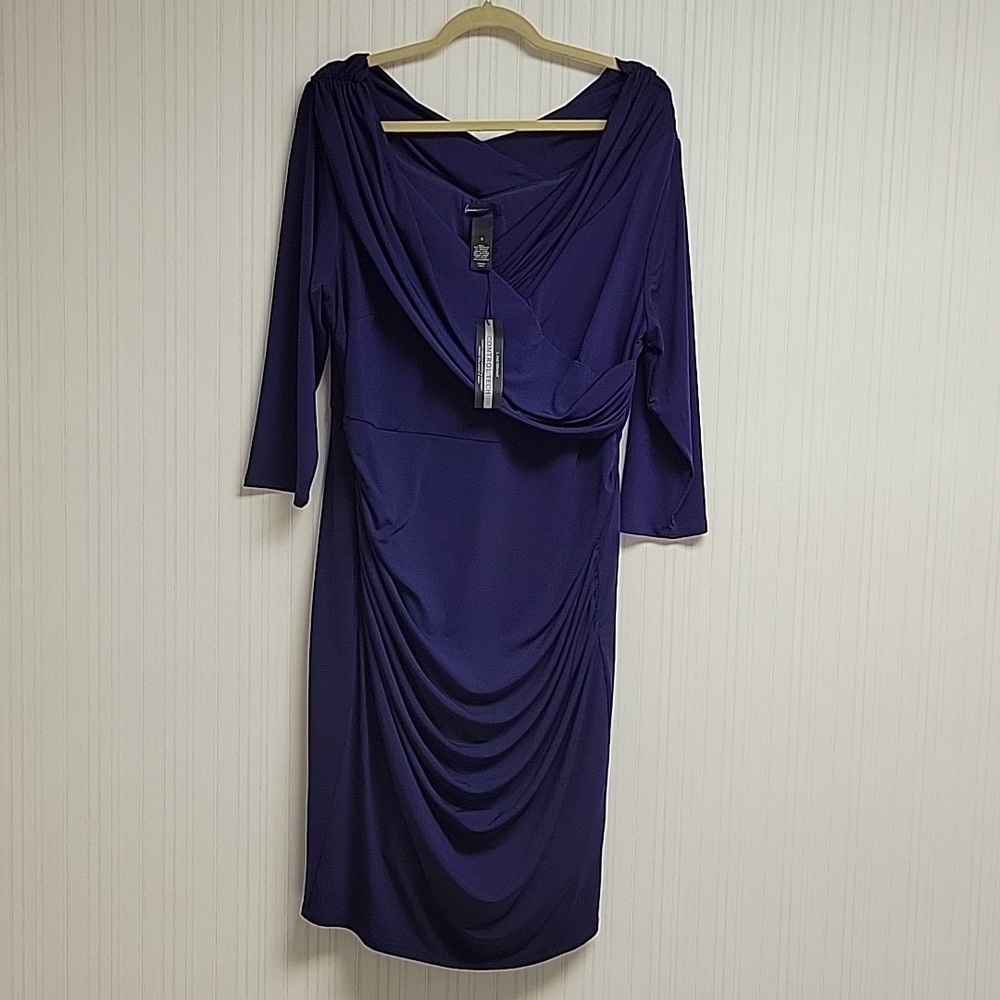 Lane Bryant control tech long sleeve purple dress sz 18. New party wedding guest